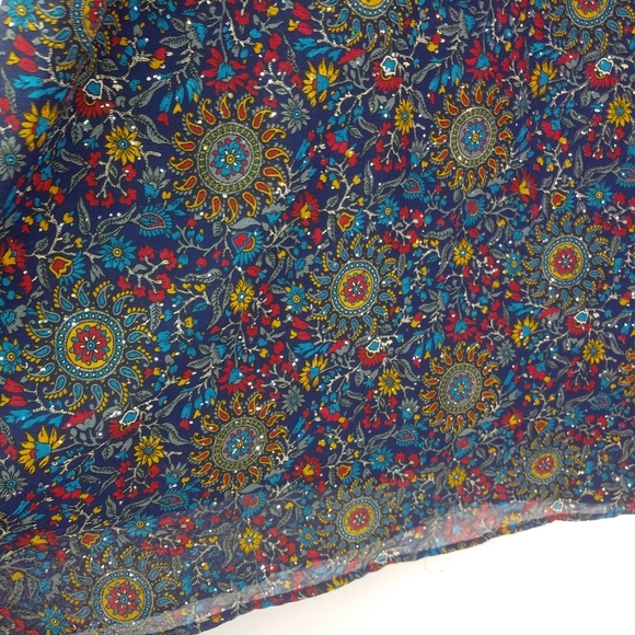 Cassees M Rich Floral A-Line Ornate Beaded Skirt in Navy Red - Picture 2 of 9